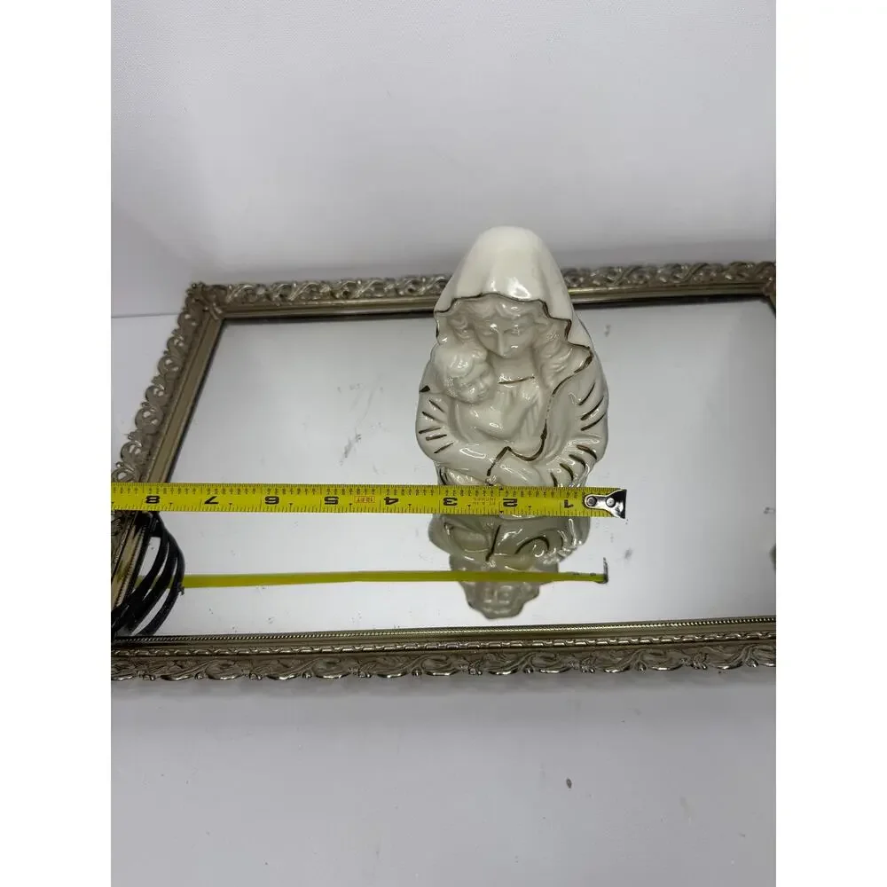 VTG MIKASA Madonna with Child Porcelain 5” Tall Figurine Ivory w/Gold Trim